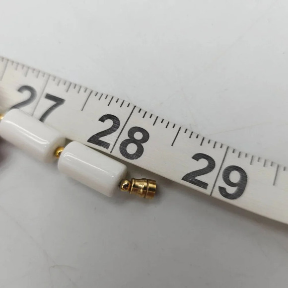 Avon 1977 White Tube Beads Gold Tone Accents Summerset Necklace 28 in Long - Picture 5 of 5